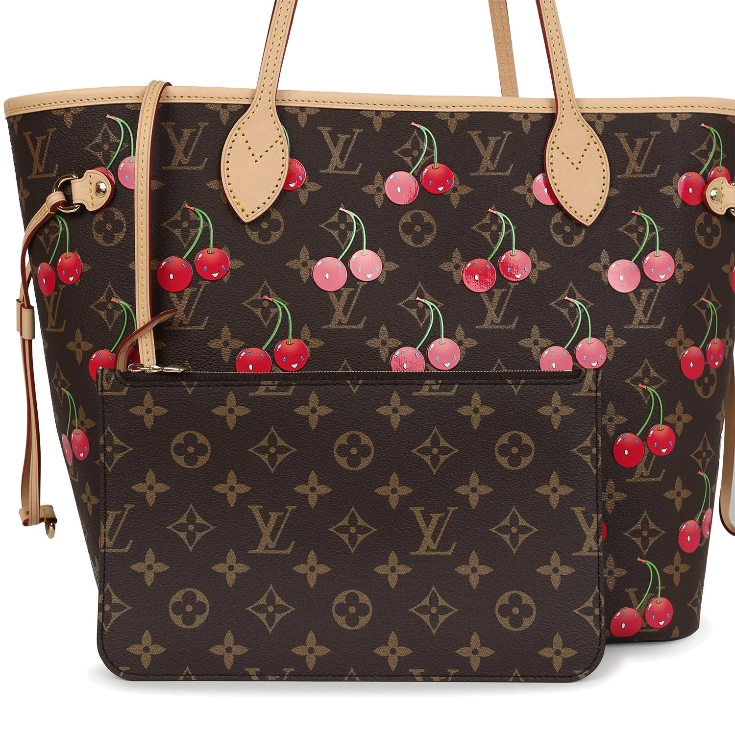 Louis Vuitton X Takashi Murakami Neverfull MM Cherry Brown Monogram — фото 7