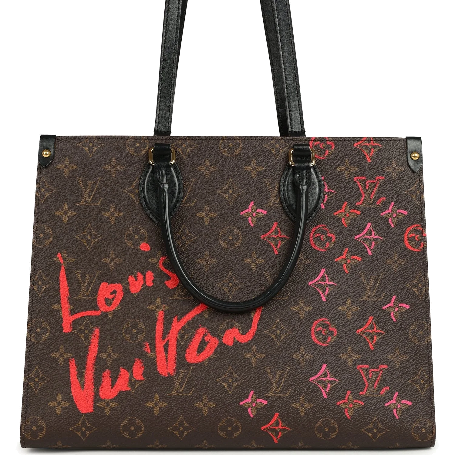 Louis Vuitton On The Go Fall In Love MM Tote Black, Red, Brown Monogram