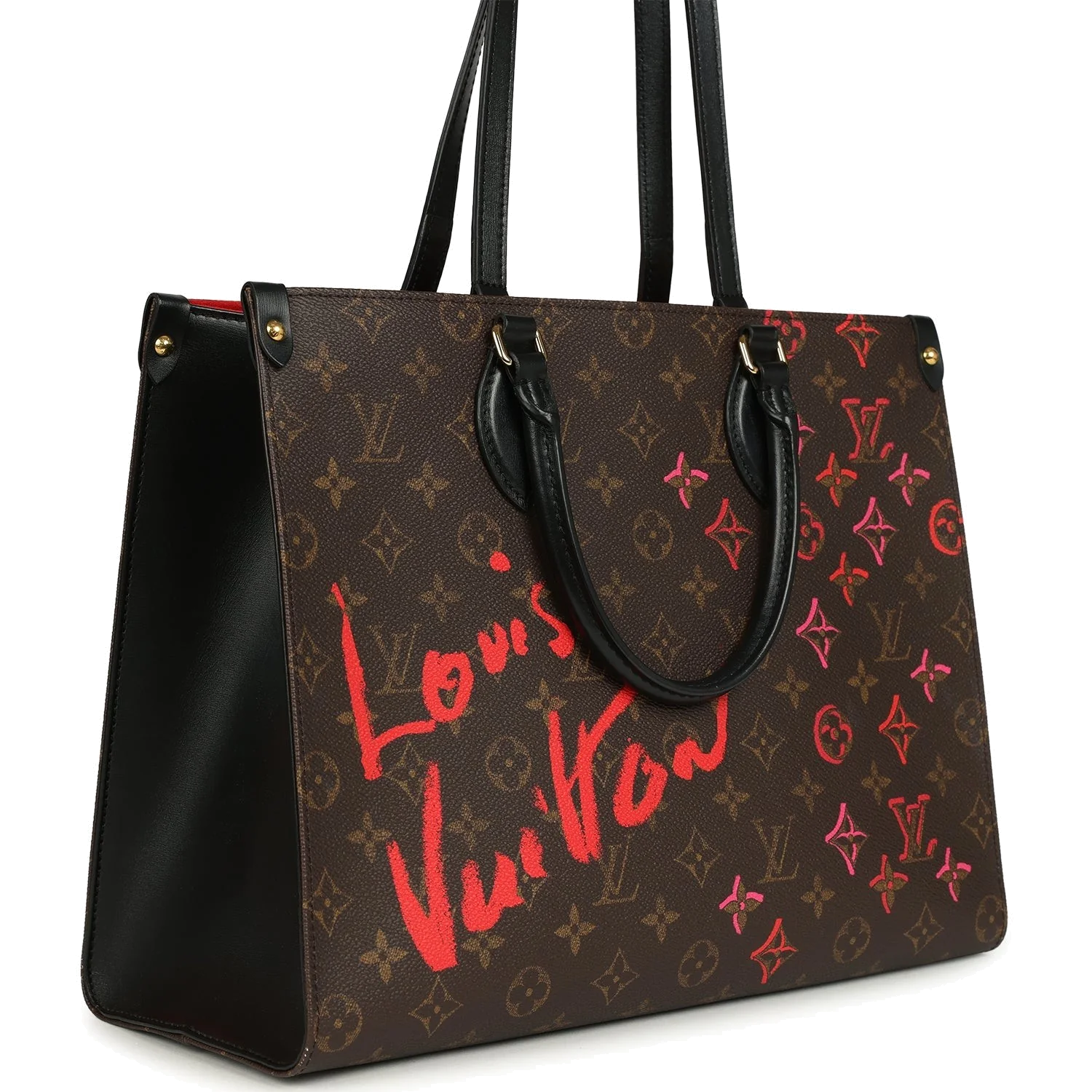 Louis Vuitton On The Go Fall In Love MM Tote Black, Red, Brown Monogram — фото 3