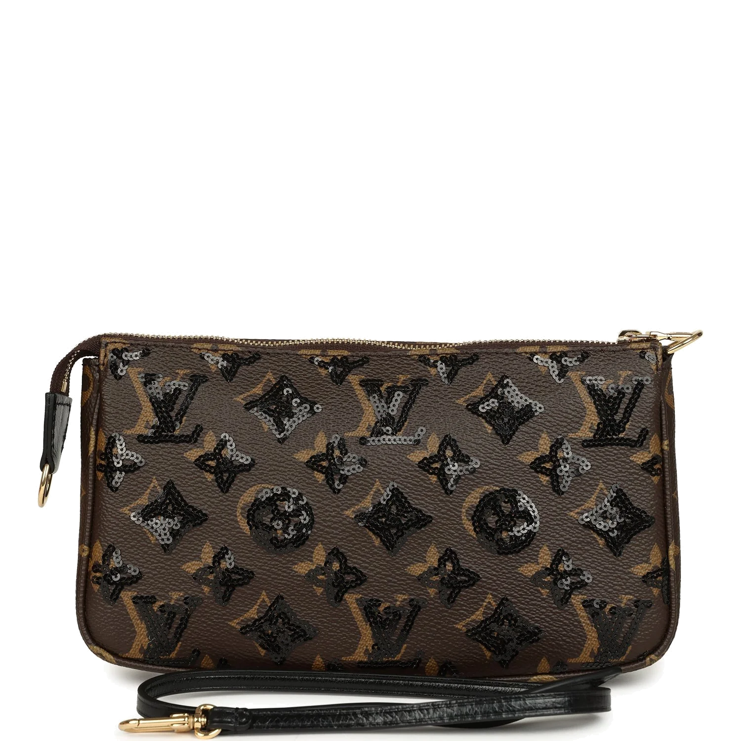 Louis Vuitton Pochette Accessories Black and Brown Monogram Sequin