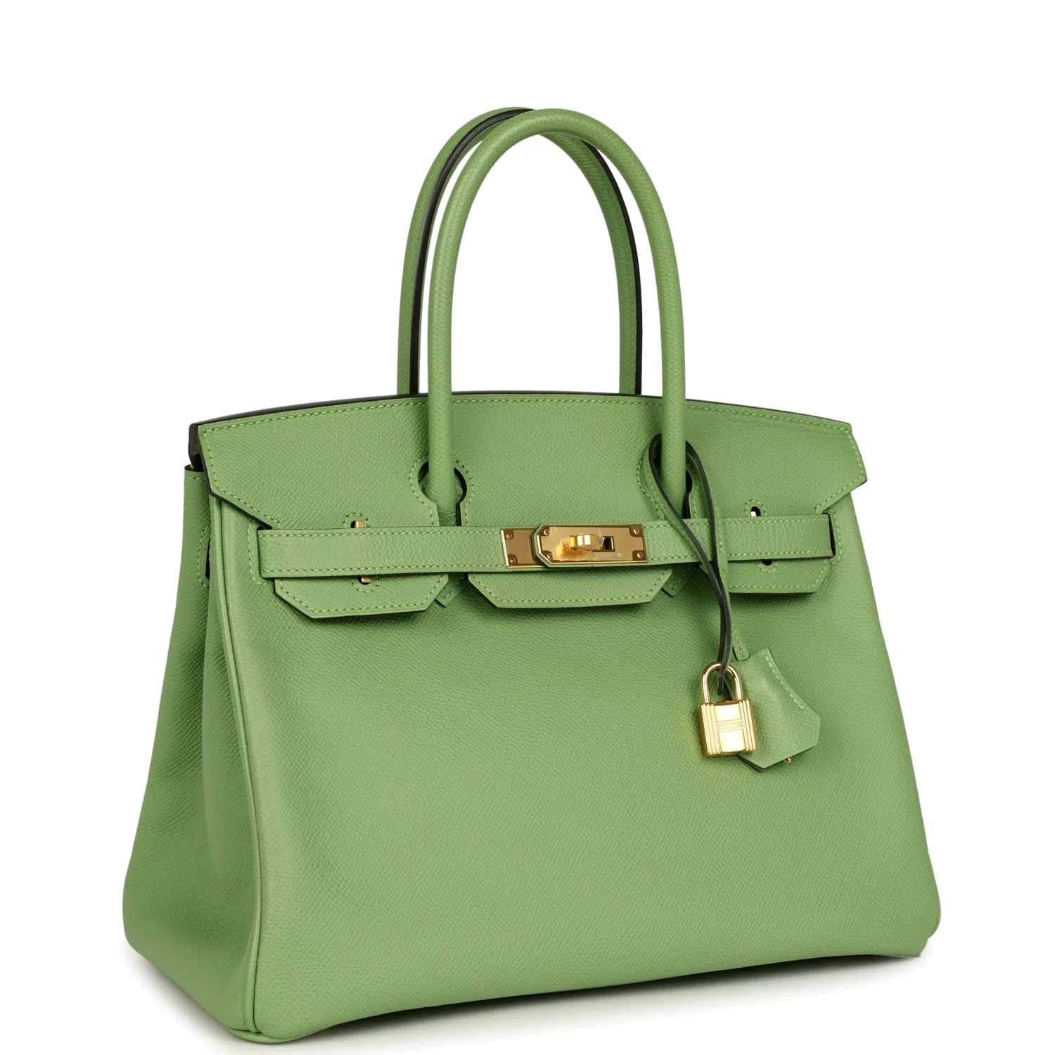 Hermes Birkin 30 Vert Criquet Epsom Gold Hardware Зеленый сверчок — фото 3