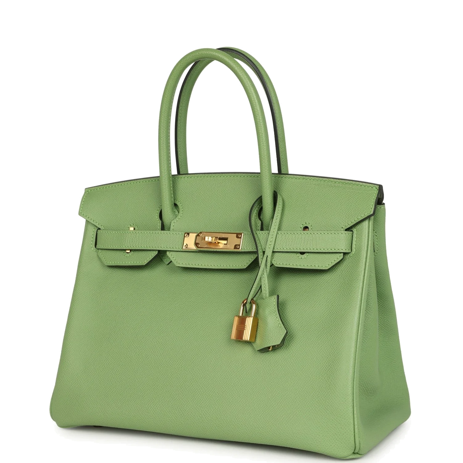 Hermes Birkin 30 Vert Criquet Epsom Gold Hardware Зеленый сверчок — фото 6