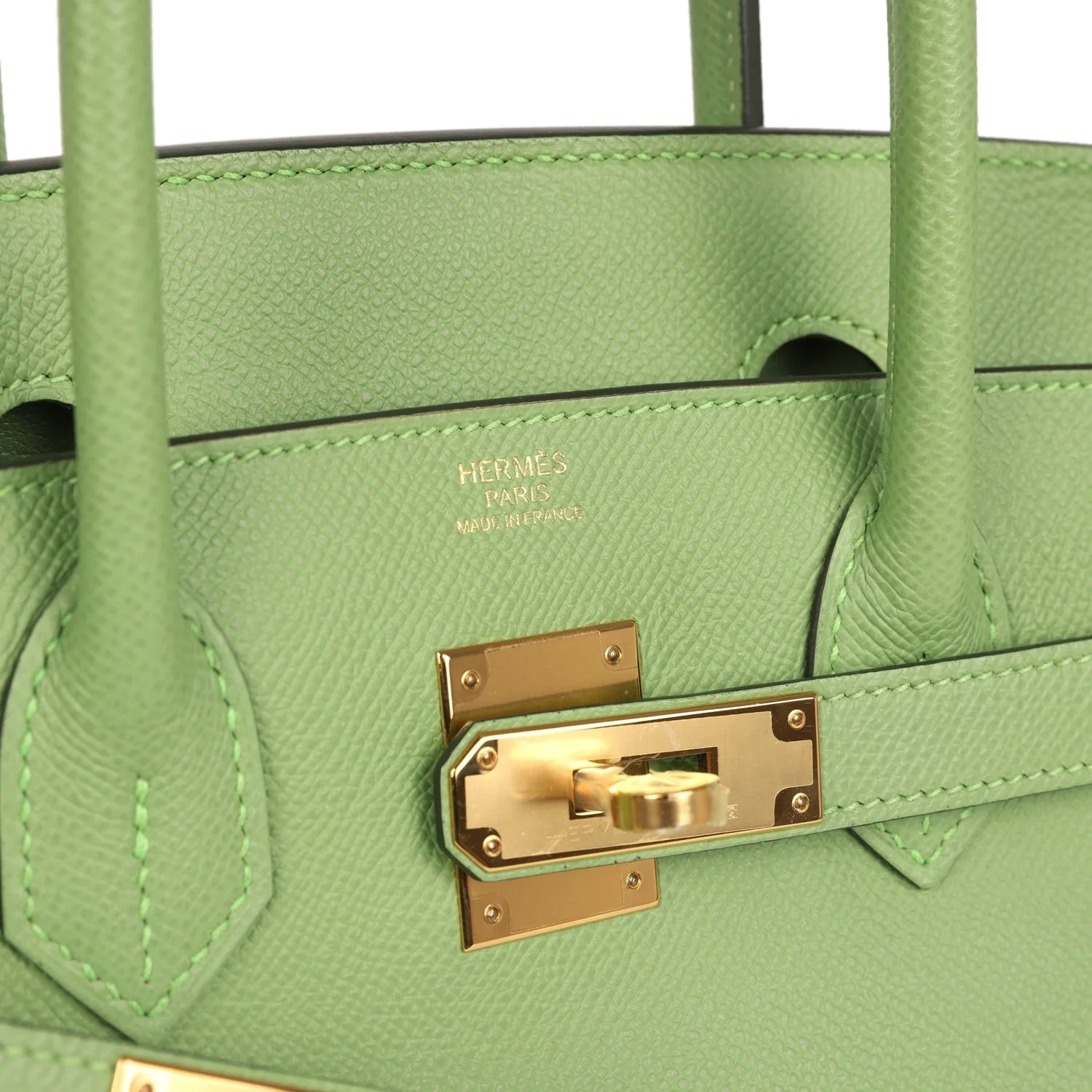 Hermes Birkin 30 Vert Criquet Epsom Gold Hardware Зеленый сверчок — фото 8