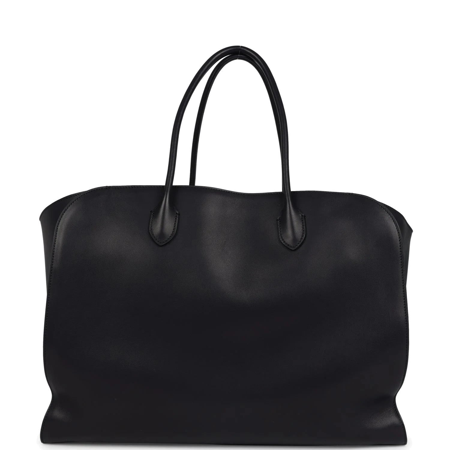 The Row Marlo Tote Bag Black Saddle Leather