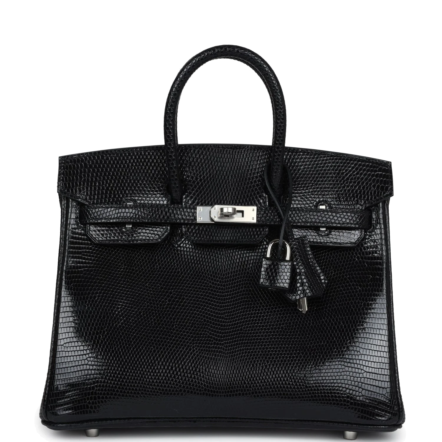 Hermes Birkin 25 Black Shiny Varanus Niloticus Lizard Palladium Hardware Черный глянцевый — фото 2