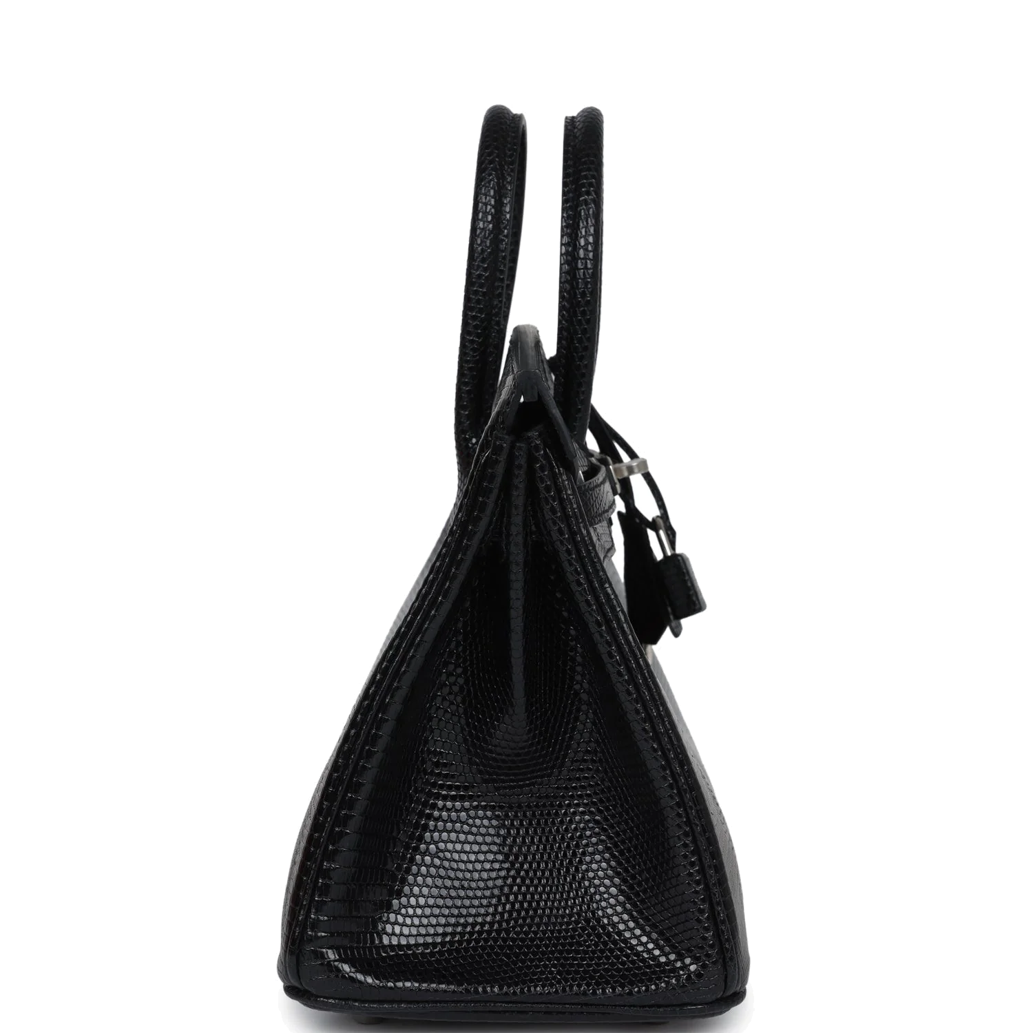 Hermes Birkin 25 Black Shiny Varanus Niloticus Lizard Palladium Hardware Черный глянцевый — фото 4