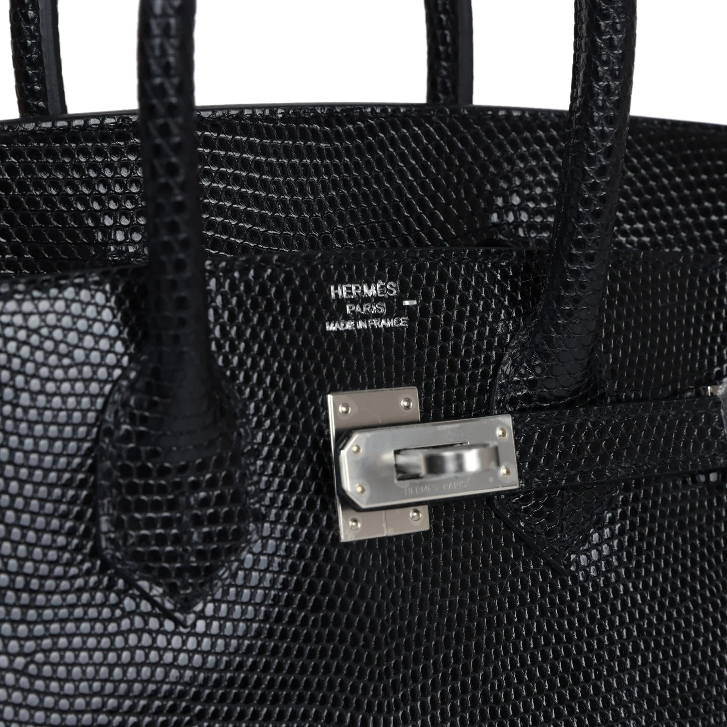 Hermes Birkin 25 Black Shiny Varanus Niloticus Lizard Palladium Hardware Черный глянцевый — фото 7