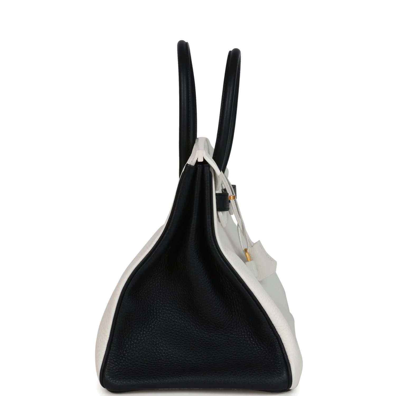 Hermes Special Order (HSS) Birkin 35 White and Black Clemence Brushed Gold Hardware Белый — фото 4