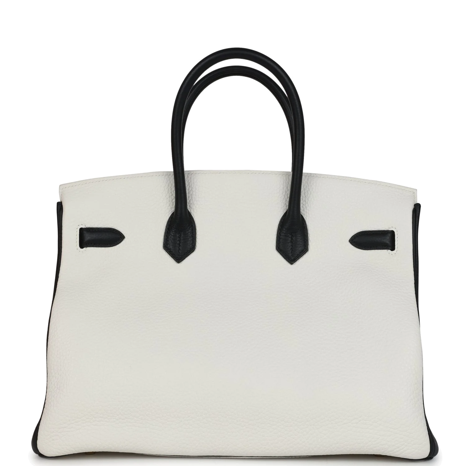Hermes Special Order (HSS) Birkin 35 White and Black Clemence Brushed Gold Hardware Белый — фото 5