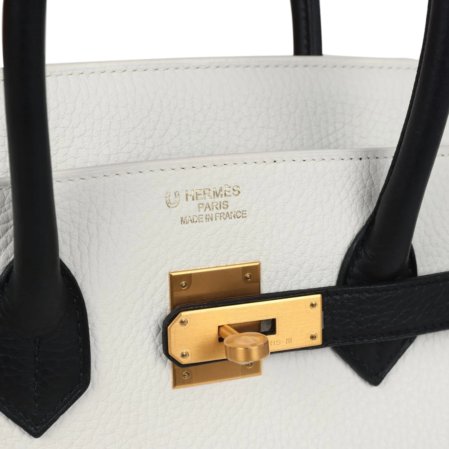 Hermes Special Order (HSS) Birkin 35 White and Black Clemence Brushed Gold Hardware Белый — фото 8
