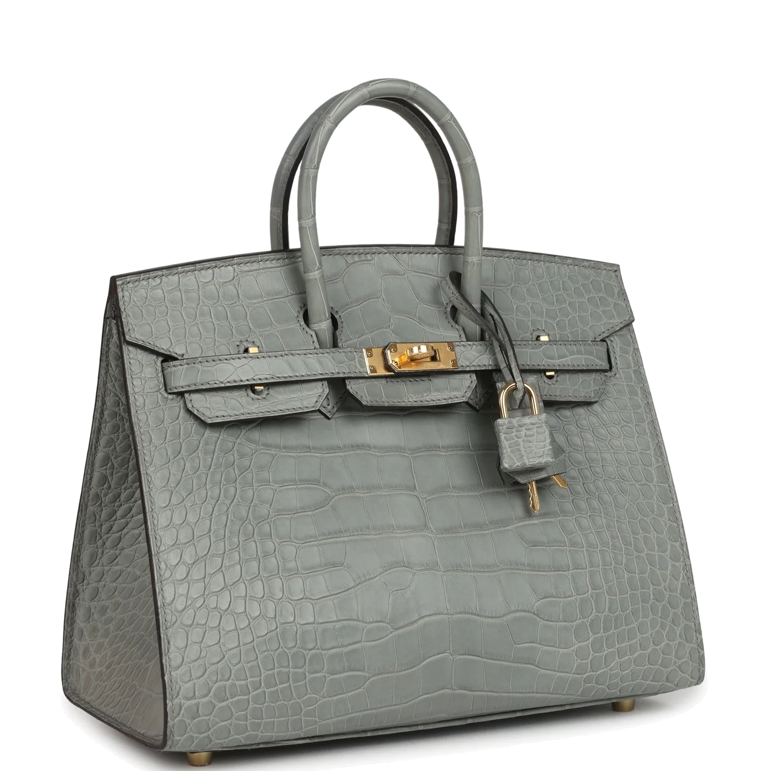 Hermes Birkin Sellier 25 Gris Ciment Matte Alligator Gold Hardware — фото 3