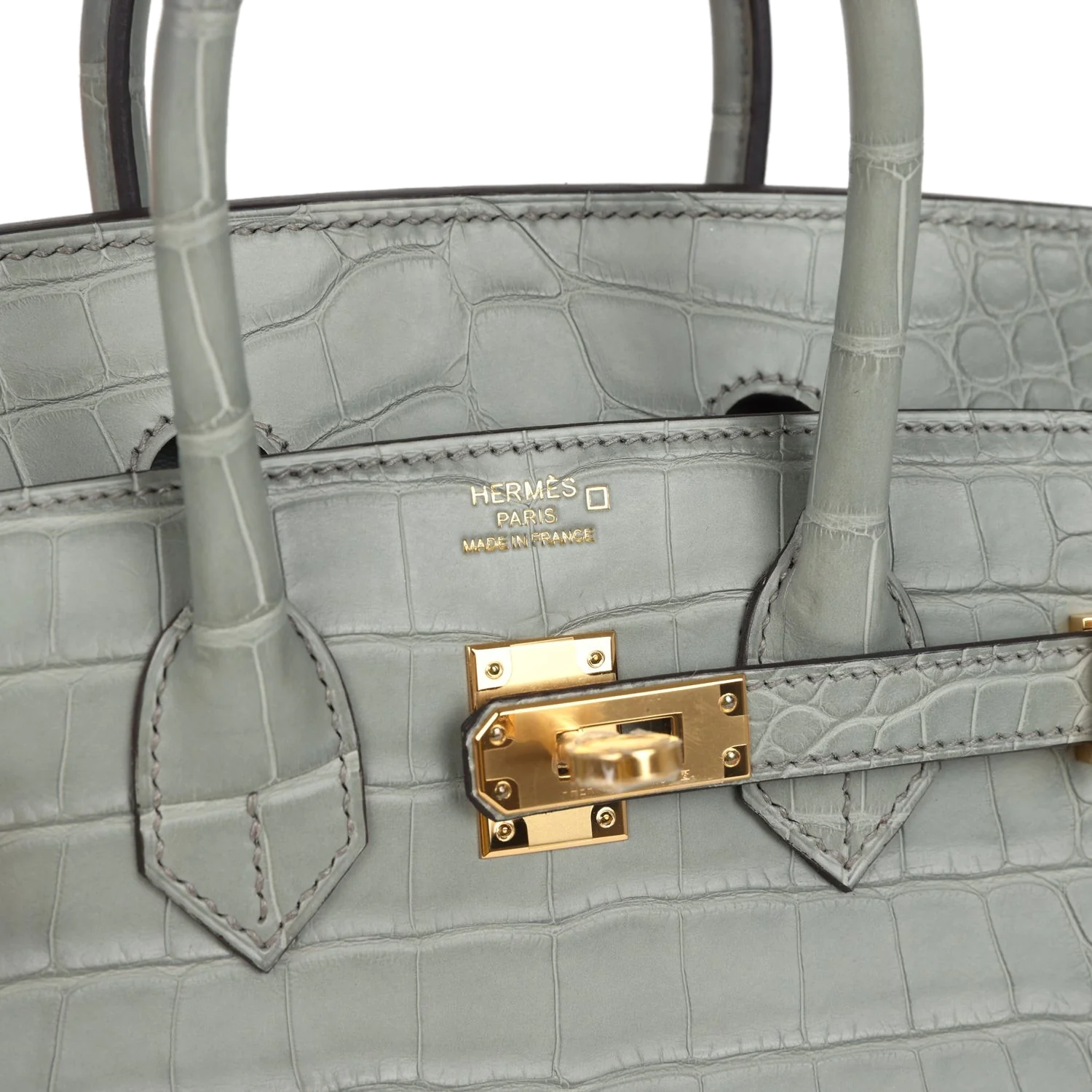 Hermes Birkin Sellier 25 Gris Ciment Matte Alligator Gold Hardware — фото 8