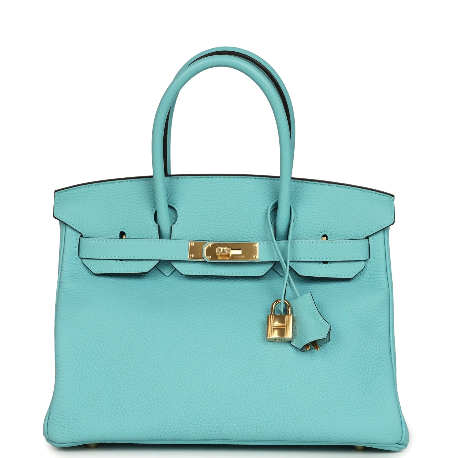 Hermes Birkin 30 Bleu Atoll Clemence Gold Hardware Синий Атолл — фото 2