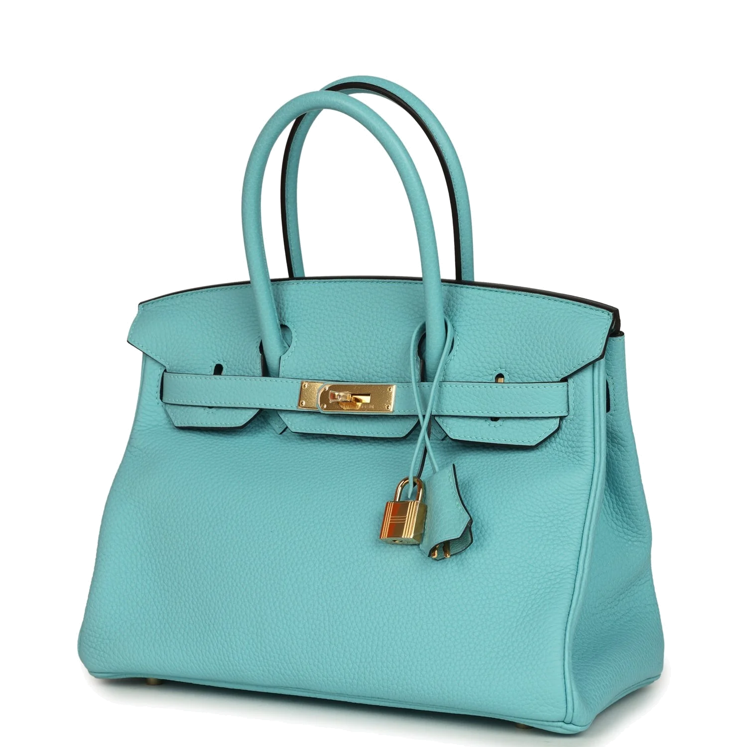 Hermes Birkin 30 Bleu Atoll Clemence Gold Hardware Синий Атолл — фото 6