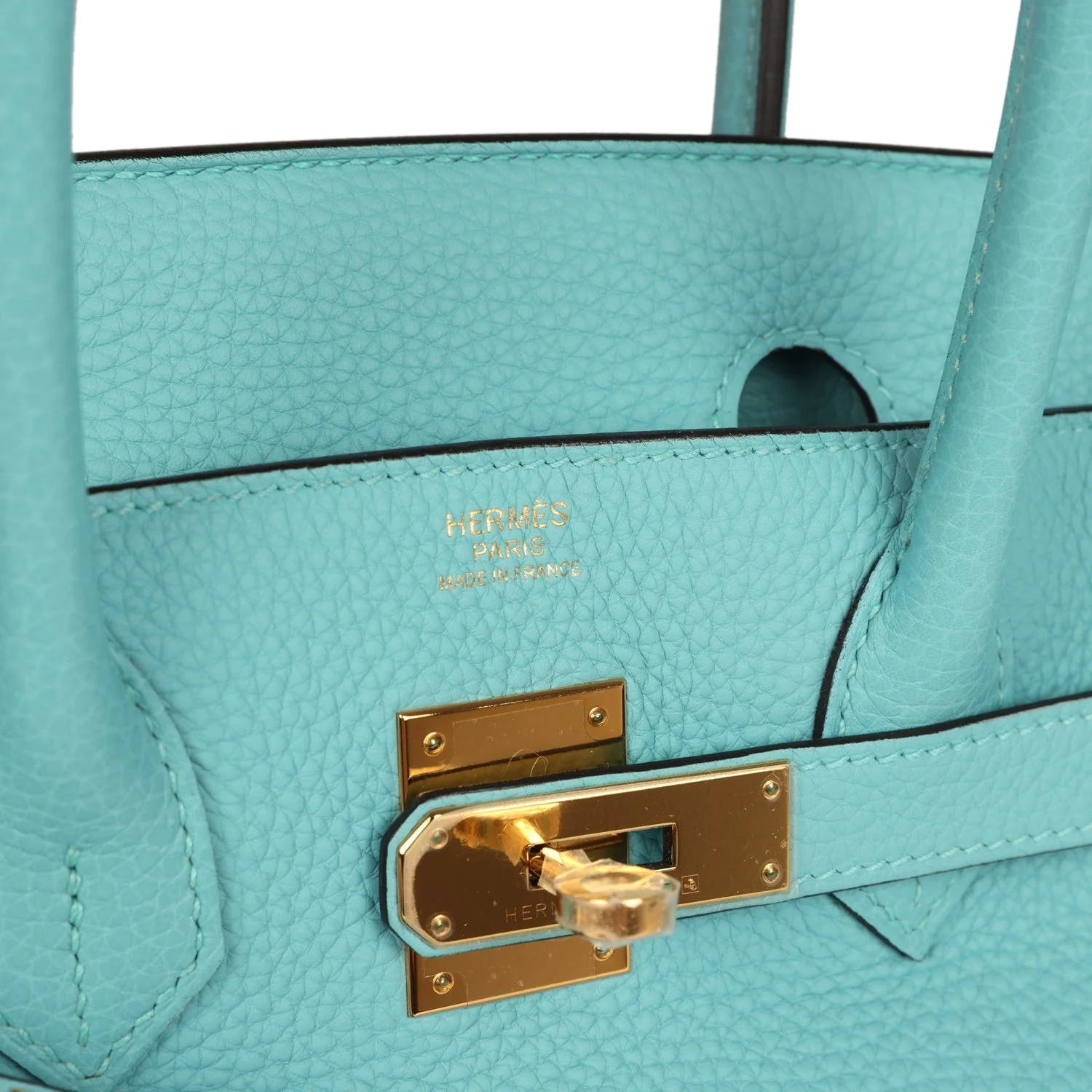 Hermes Birkin 30 Bleu Atoll Clemence Gold Hardware Синий Атолл — фото 8