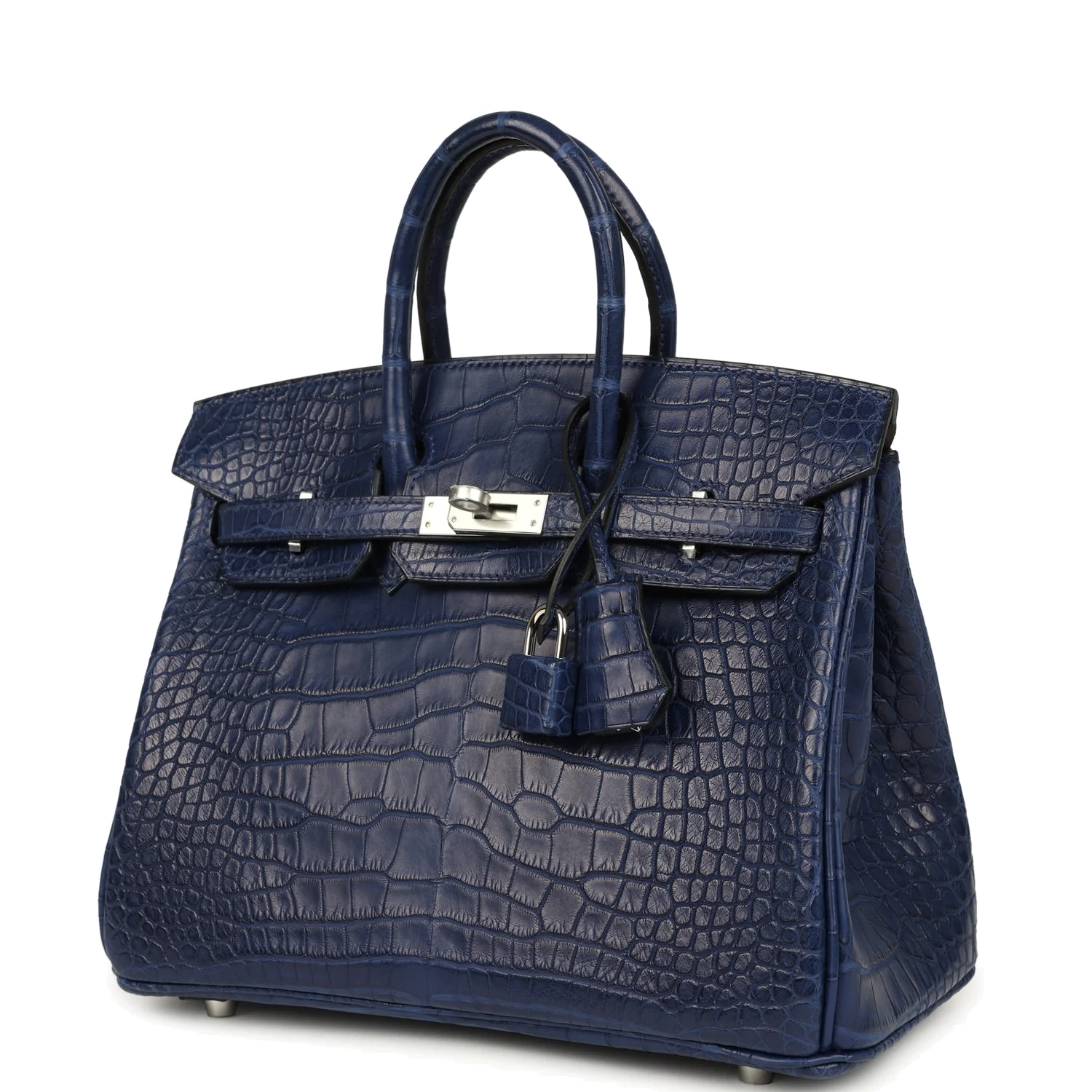 Hermes Birkin 25 Bleu Saphir Matte Alligator Palladium Hardware Синий сапфир — фото 6