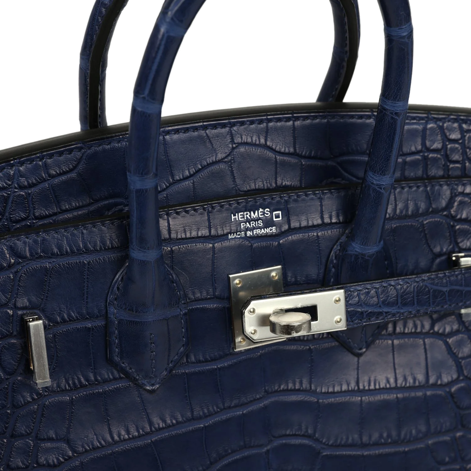 Hermes Birkin 25 Bleu Saphir Matte Alligator Palladium Hardware Синий сапфир — фото 8