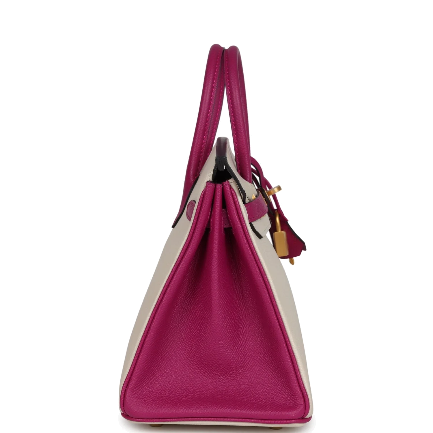 Hermes Special Order (HSS) Birkin 25 Craie and Rose Pourpre Epsom Brushed Gold Hardware Крэ — фото 4