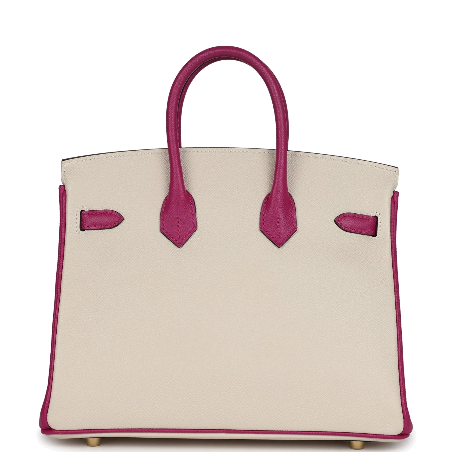 Hermes Special Order (HSS) Birkin 25 Craie and Rose Pourpre Epsom Brushed Gold Hardware Крэ — фото 5