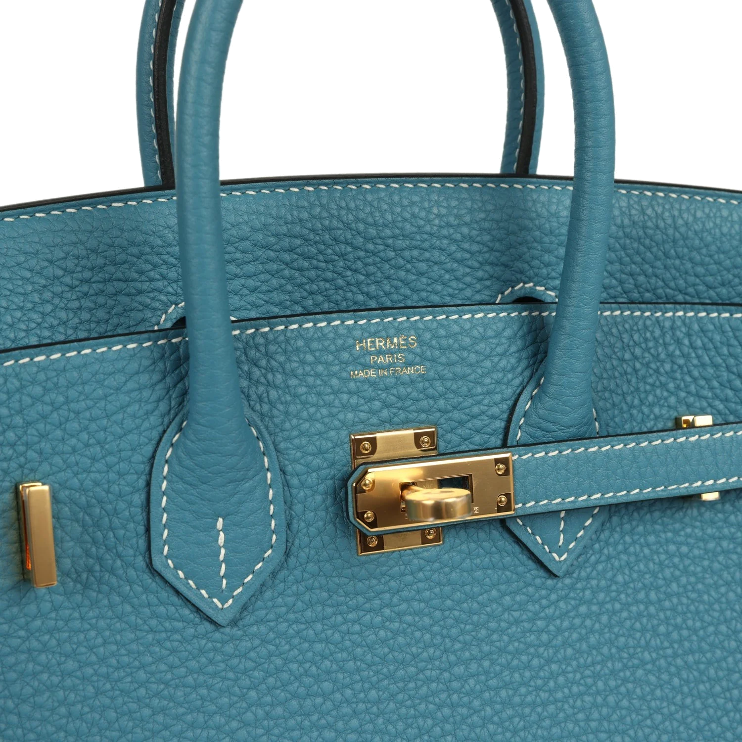 Hermes Birkin 25 Blue Jean Togo Gold Hardware Голубой джинс — фото 8