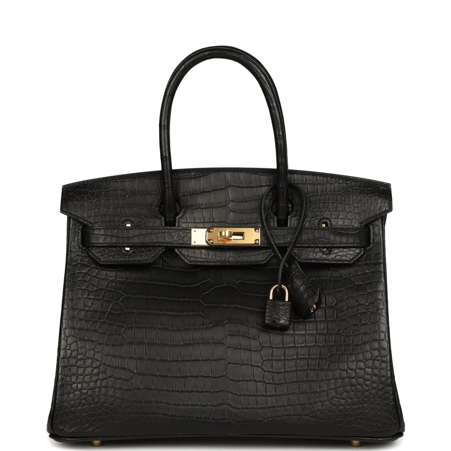 Hermes Birkin 30 Black Matte Porosus Crocodile Gold Hardware Черный матовый — фото 2