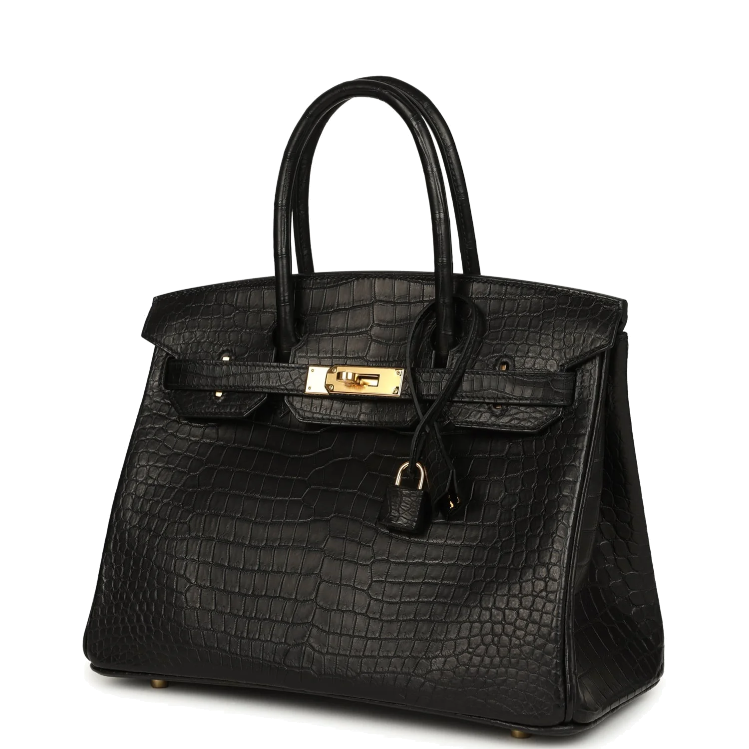 Hermes Birkin 30 Black Matte Porosus Crocodile Gold Hardware Черный матовый — фото 6