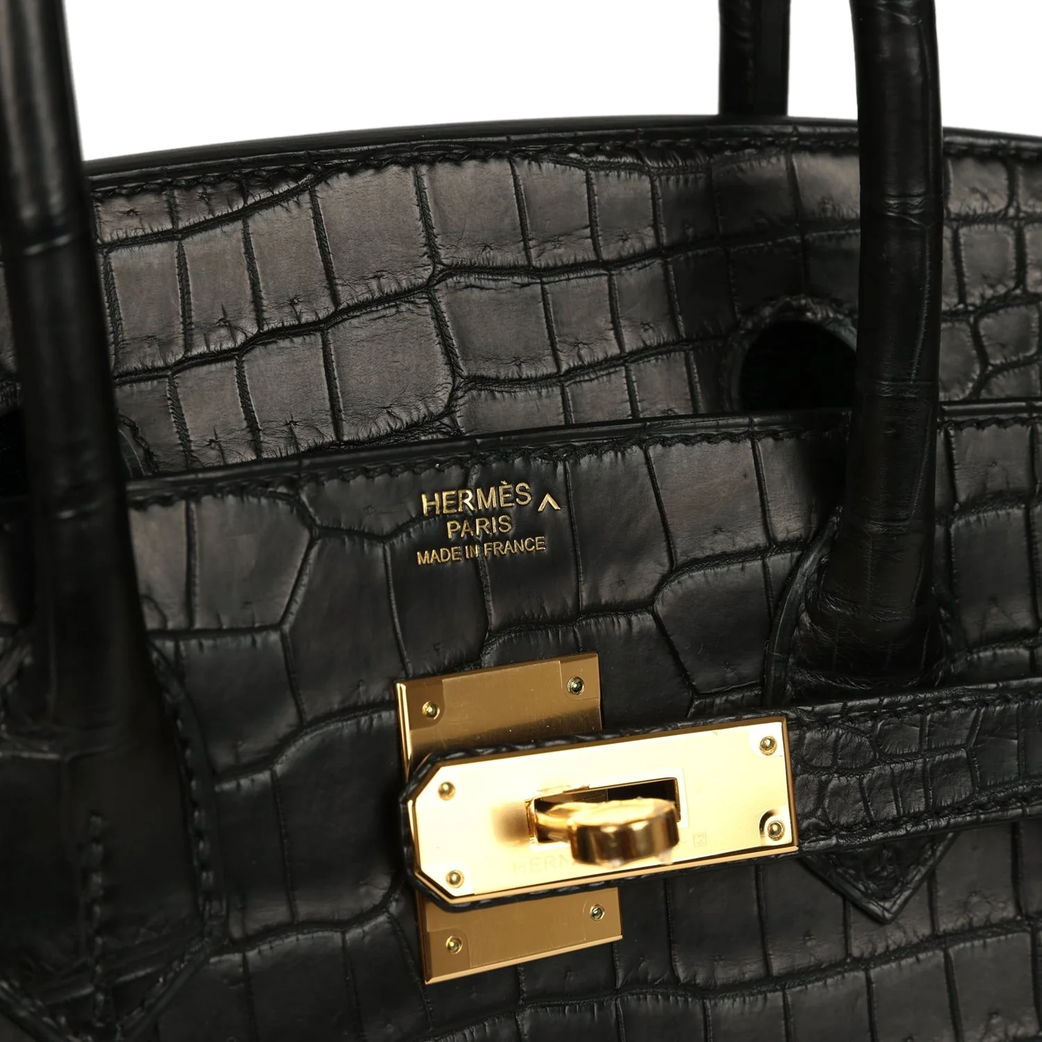 Hermes Birkin 30 Black Matte Porosus Crocodile Gold Hardware Черный матовый — фото 8