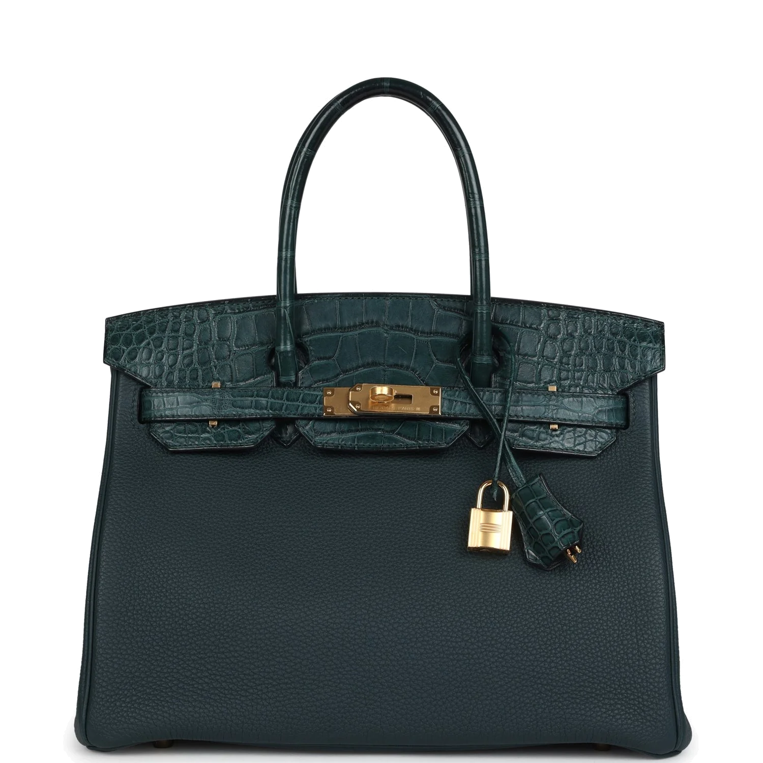 Hermes Birkin 30 Vert Cypress Togo and Matte Alligator Touch Gold Hardware