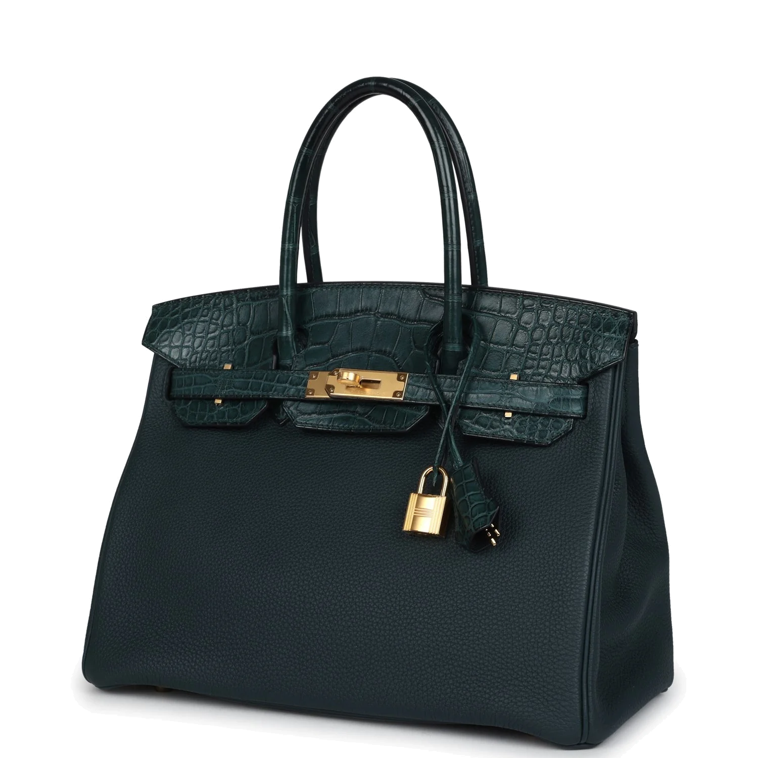 Hermes Birkin 30 Vert Cypress Togo and Matte Alligator Touch Gold Hardware Зеленый кипарис — фото 6