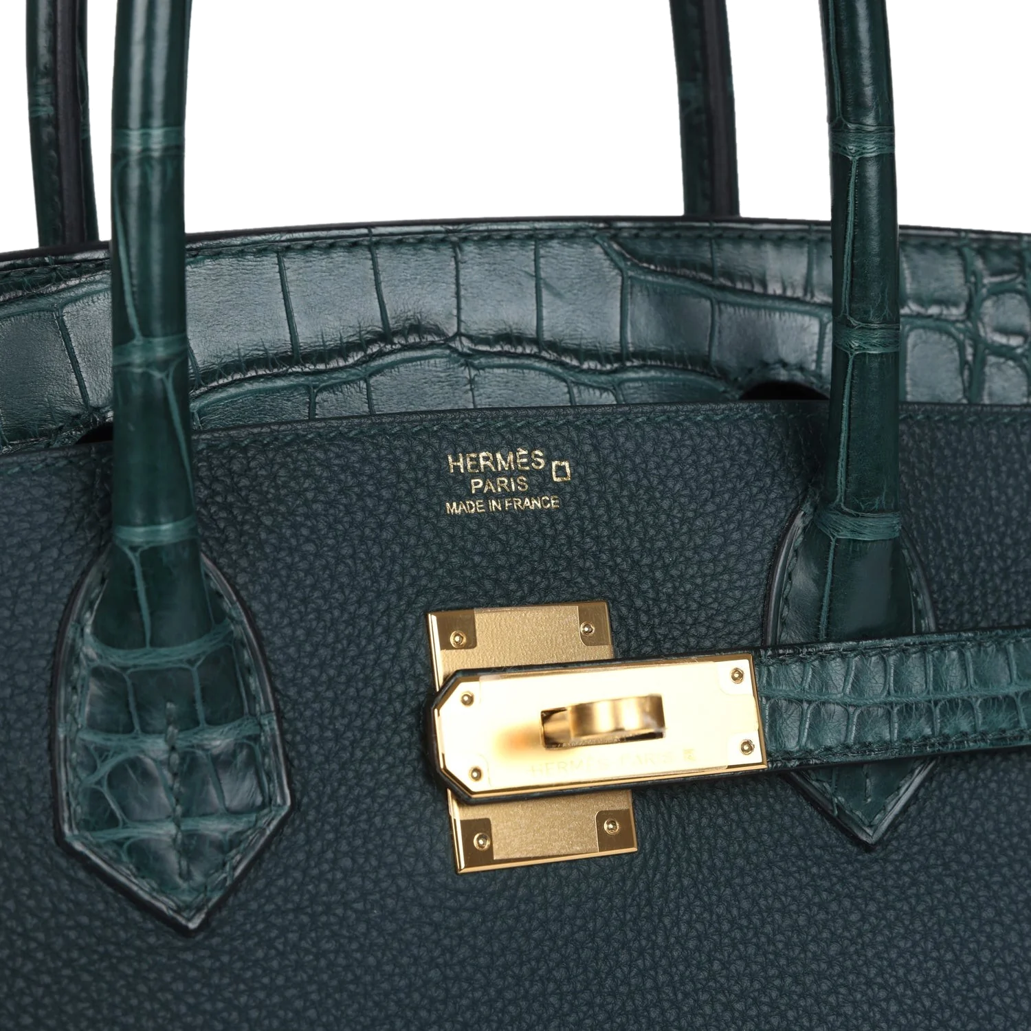 Hermes Birkin 30 Vert Cypress Togo and Matte Alligator Touch Gold Hardware Зеленый кипарис — фото 8