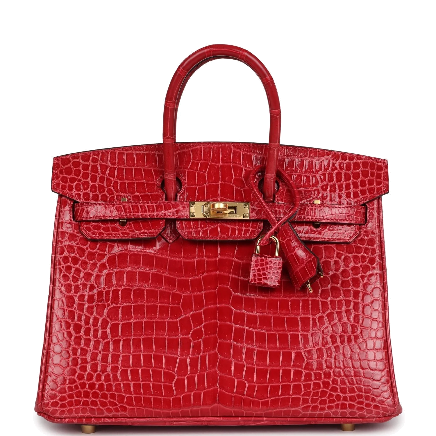 Hermes Birkin 25 Braise Shiny Porosus Crocodile Gold Hardware Брез глянцевый — фото 2