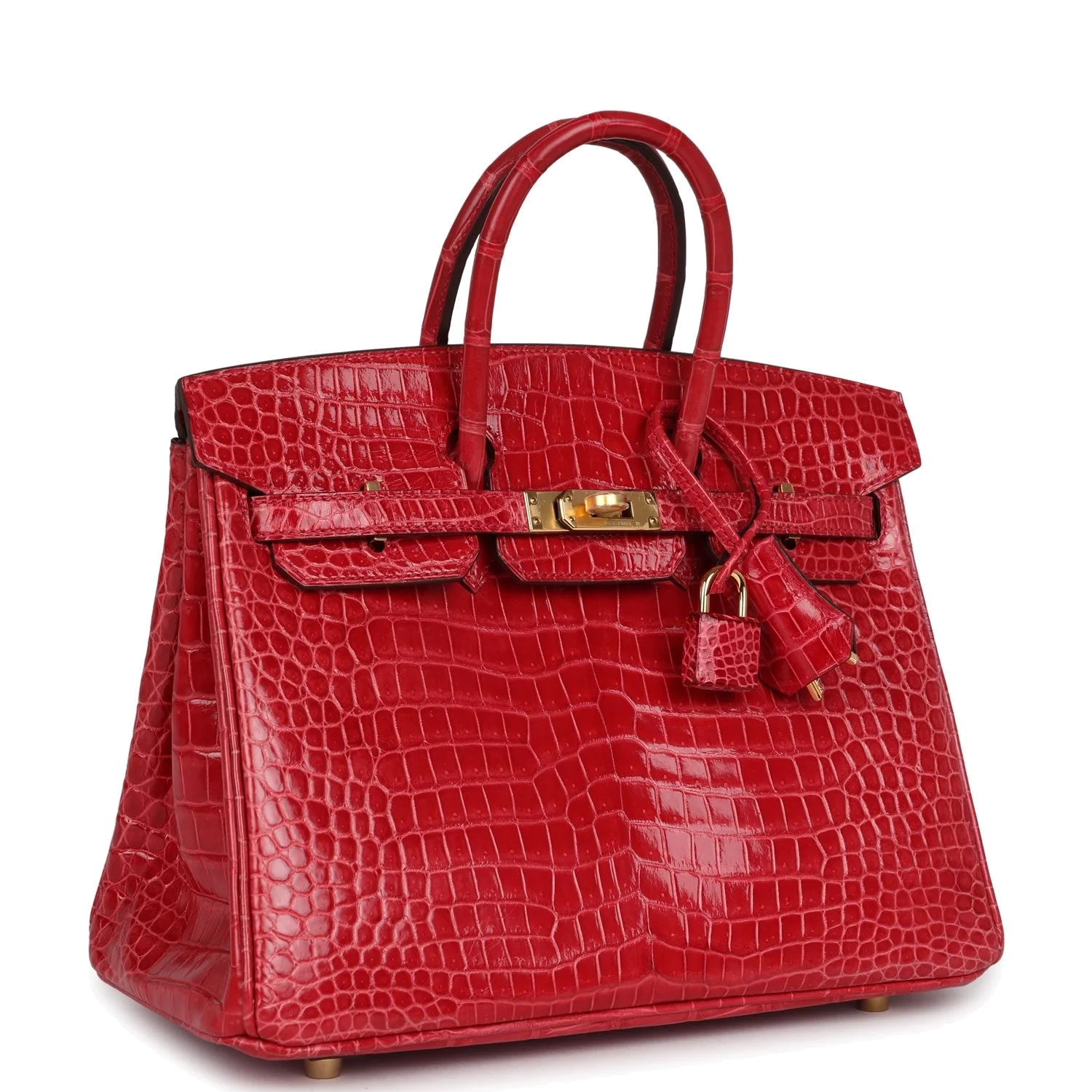 Hermes Birkin 25 Braise Shiny Porosus Crocodile Gold Hardware Брез глянцевый — фото 3