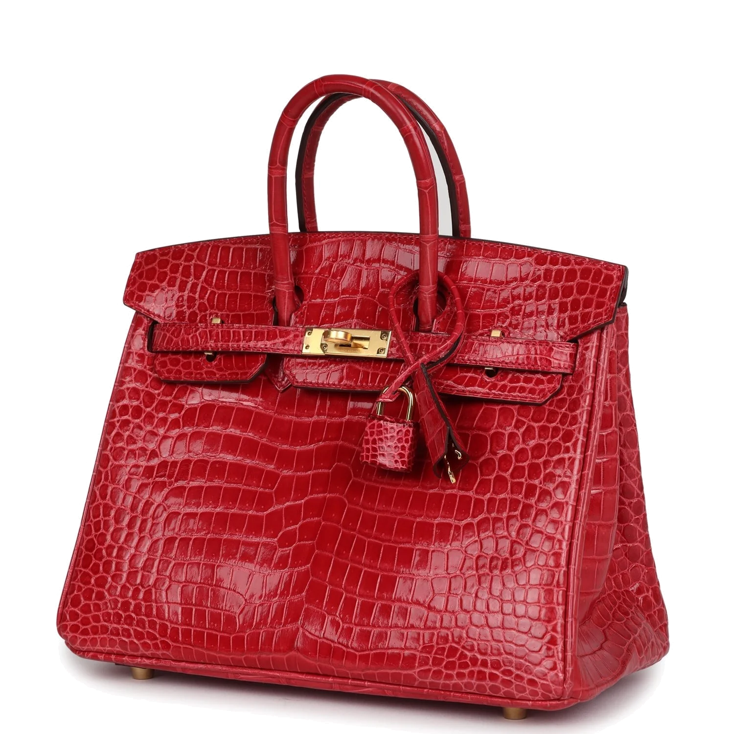 Hermes Birkin 25 Braise Shiny Porosus Crocodile Gold Hardware Брез глянцевый — фото 6