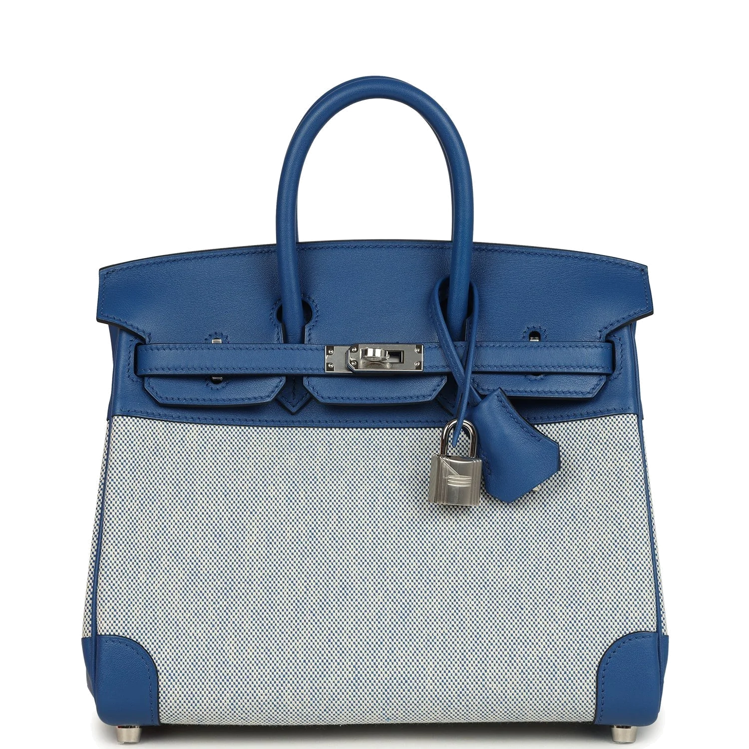 Hermes Birkin 25 Bleu France Swift and Bleu Bill-Ecru Toile H Canvas Palladium Hardware Синий Франс — фото 2
