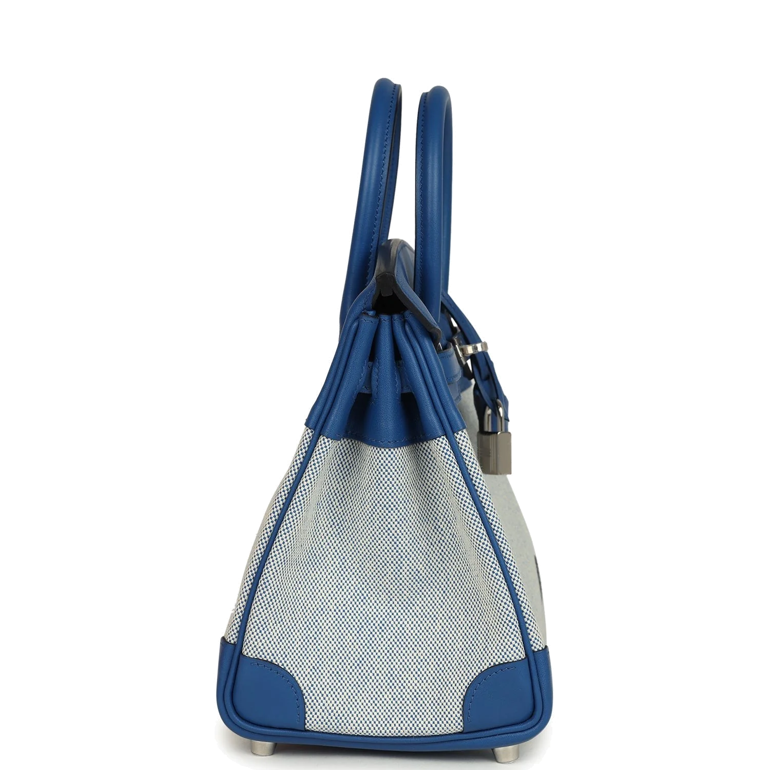 Hermes Birkin 25 Bleu France Swift and Bleu Bill-Ecru Toile H Canvas Palladium Hardware Синий Франс — фото 4