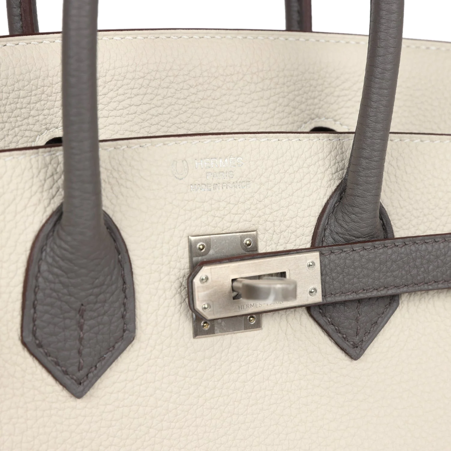 Hermes Special Order (HSS) Birkin 25 Beton and Etain Togo Brushed Palladium Hardware Бетон — фото 8