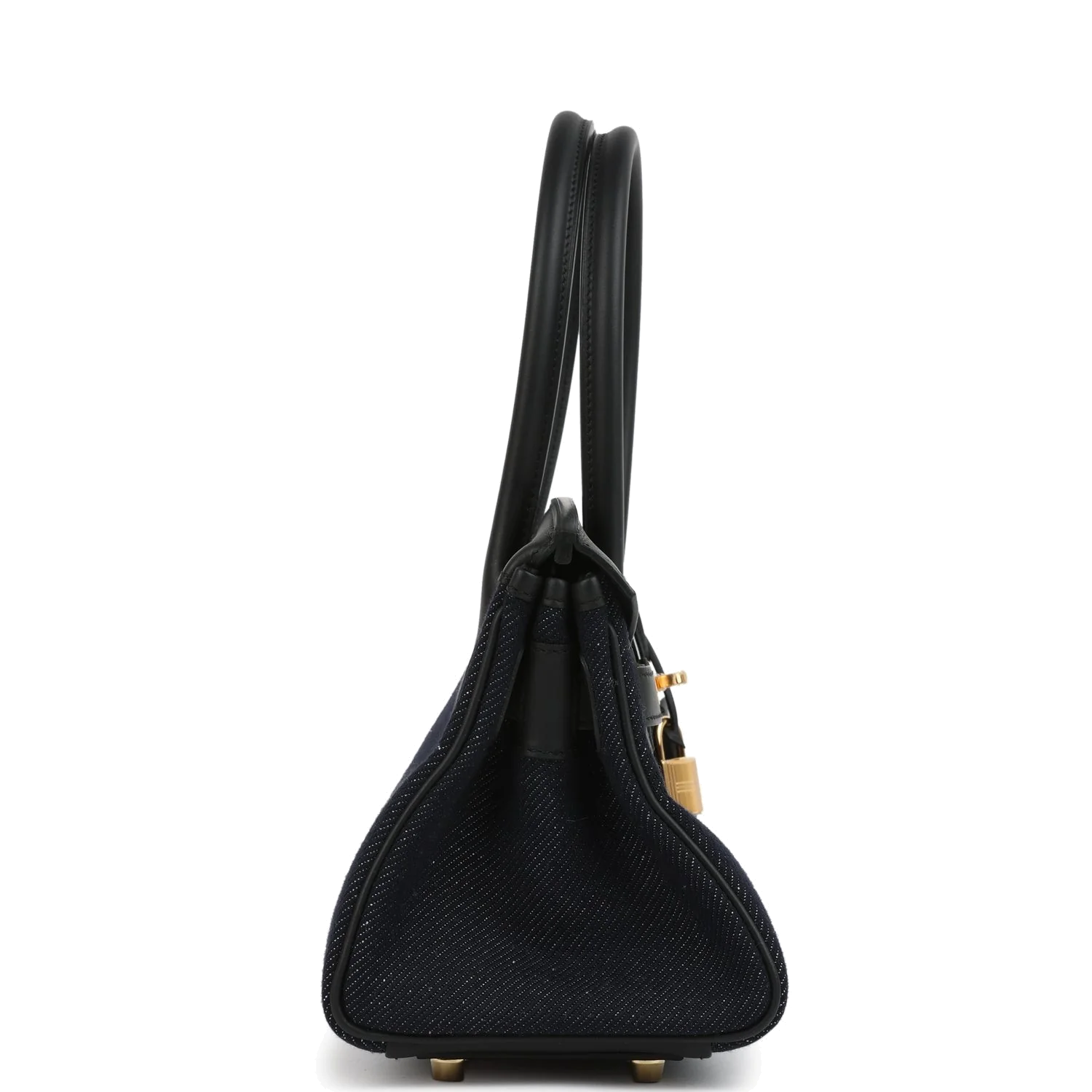 Hermes Shoulder Birkin Light 29 Black Swift and Bleu Indigo Denim Gold Hardware — фото 4