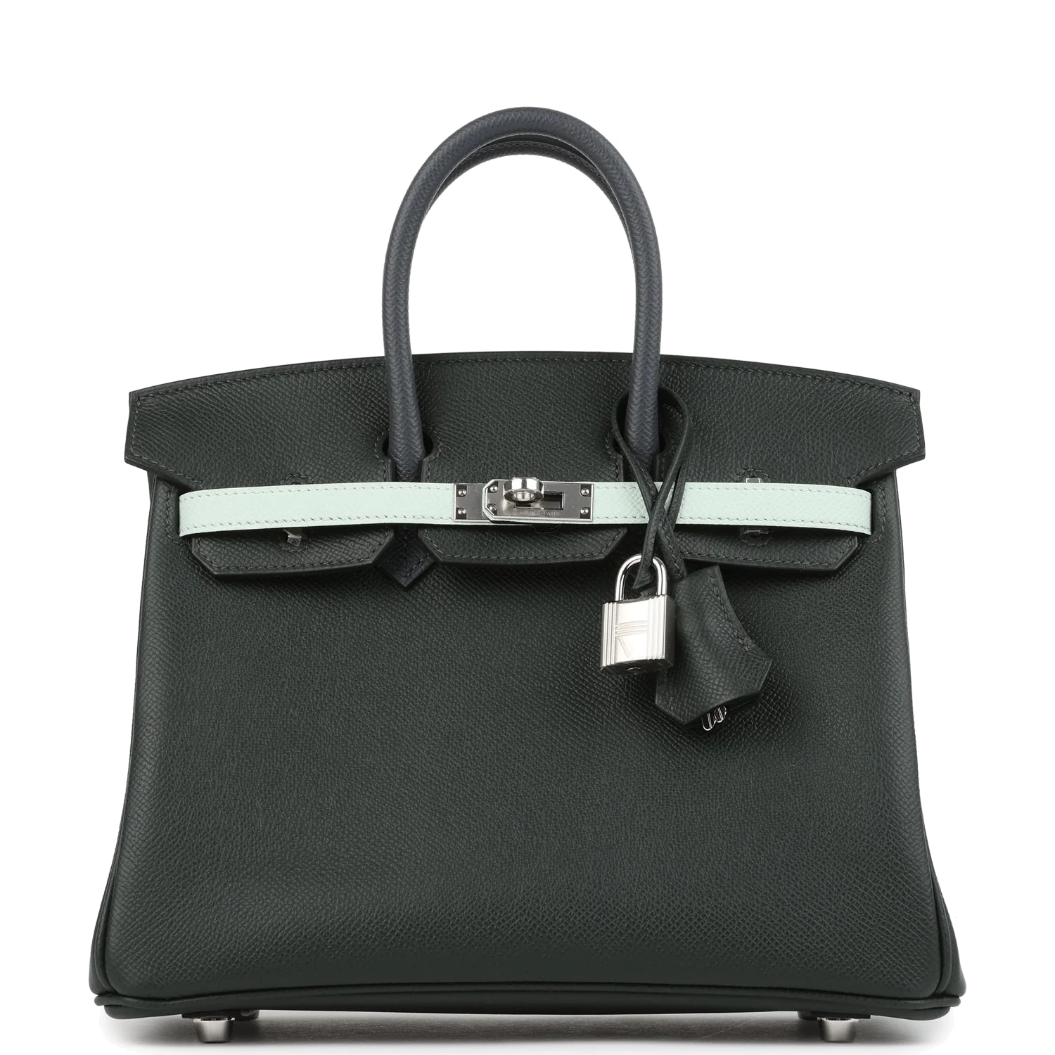 Hermes Birkin 25 Tricolor Vert Fonce, Ardoise and Vert Peppermint Epsom Palladium Hardware Триколор зеленый — фото 2