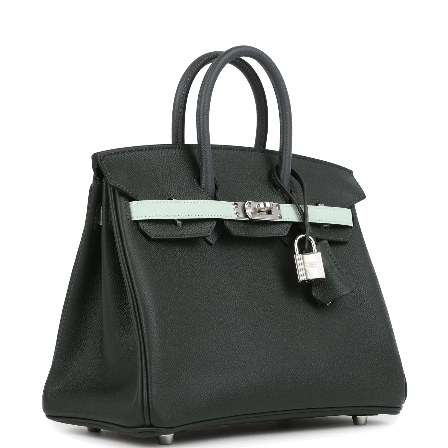 Hermes Birkin 25 Tricolor Vert Fonce, Ardoise and Vert Peppermint Epsom Palladium Hardware Триколор зеленый — фото 3