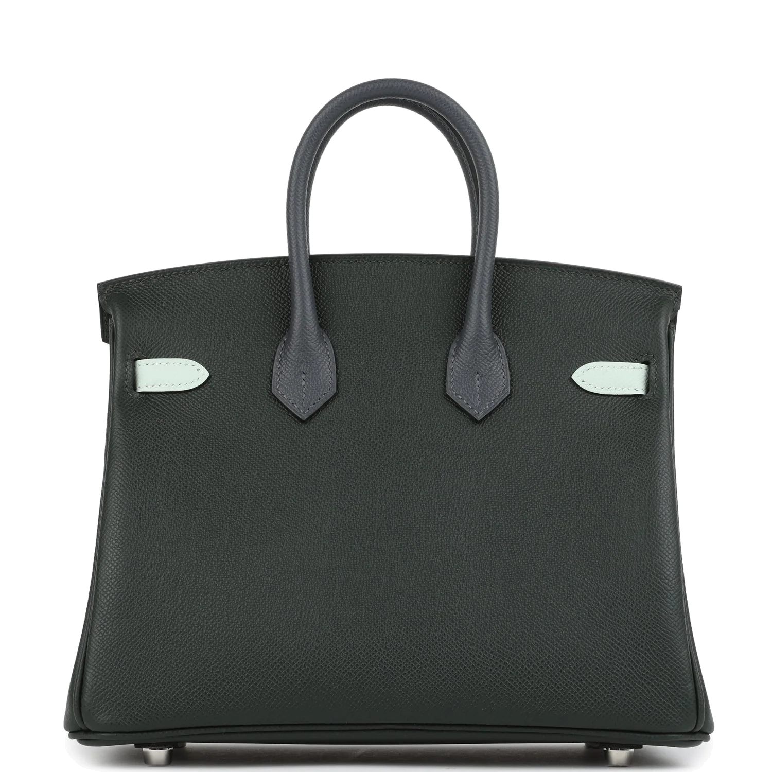 Hermes Birkin 25 Tricolor Vert Fonce, Ardoise and Vert Peppermint Epsom Palladium Hardware Триколор зеленый — фото 5