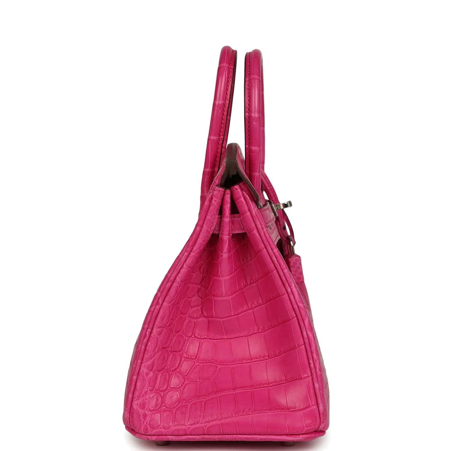 Hermes Birkin 25 Rose Shocking Matte Niloticus Crocodile Palladium Hardware Розовый шокирующий — фото 4
