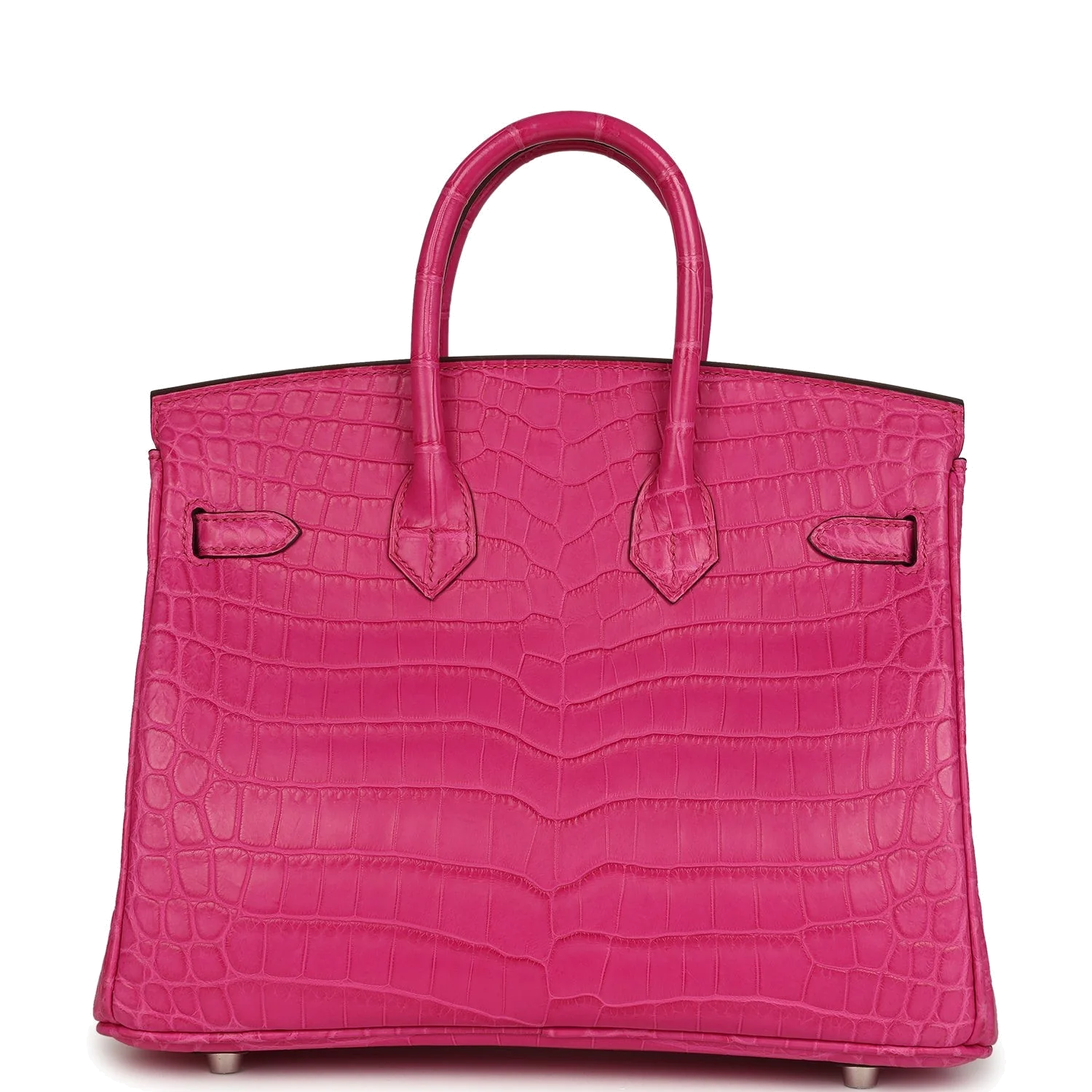 Hermes Birkin 25 Rose Shocking Matte Niloticus Crocodile Palladium Hardware Розовый шокирующий — фото 5