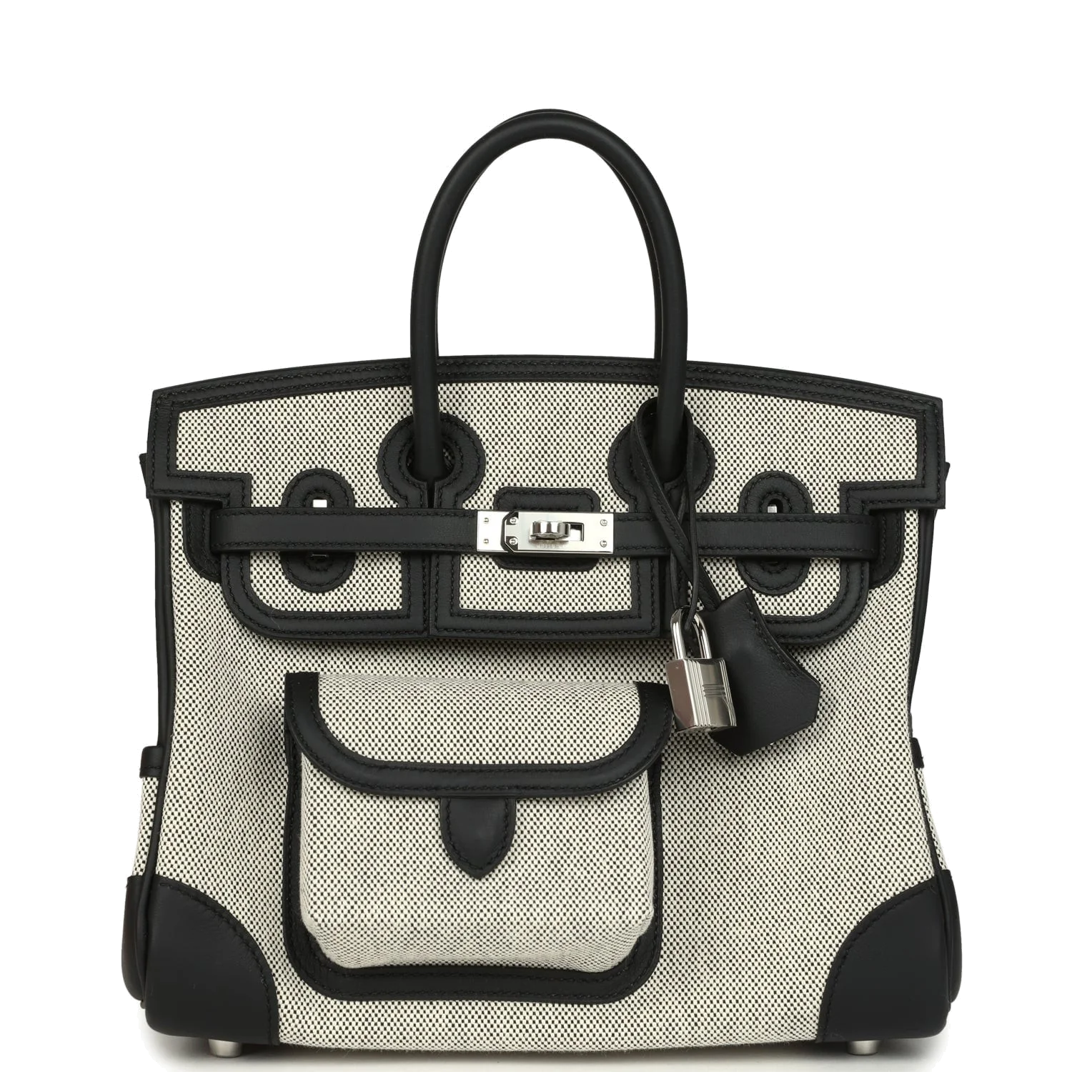 Hermes Birkin 25 Cargo Ecru-Black Toile H Canvas and Black Swift Palladium Hardware Карго экрю — фото 2