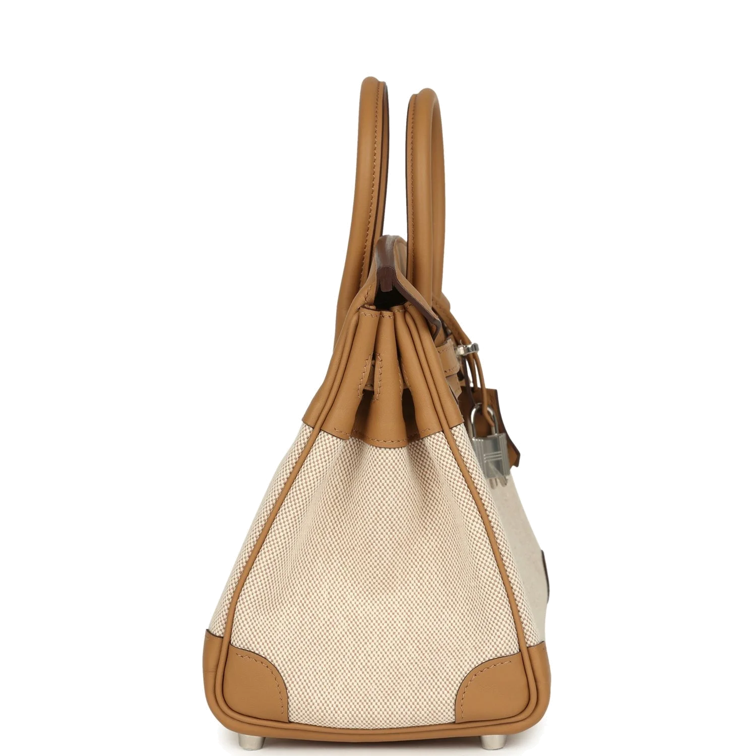 Hermes Birkin 25 Ecru and Beige Toile H Canvas and Biscuit Swift Palladium Hardware Экрю — фото 4