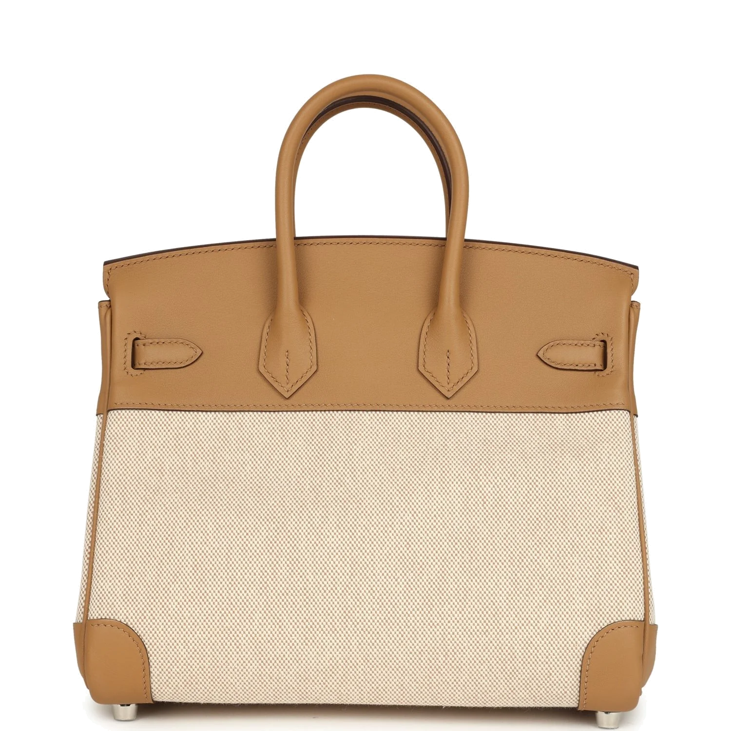 Hermes Birkin 25 Ecru and Beige Toile H Canvas and Biscuit Swift Palladium Hardware Экрю — фото 5