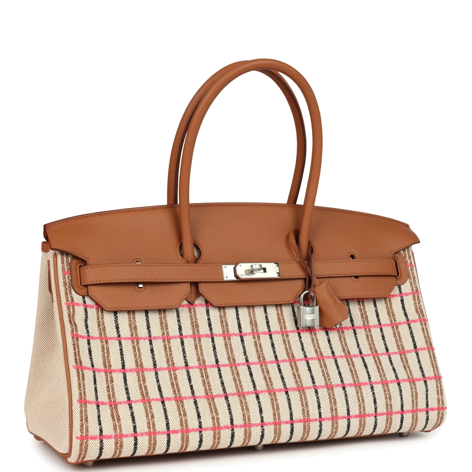 Hermes Shoulder Birkin Light 39 Multicolor Toile and Gold Swift Palladium Hardware — фото 3