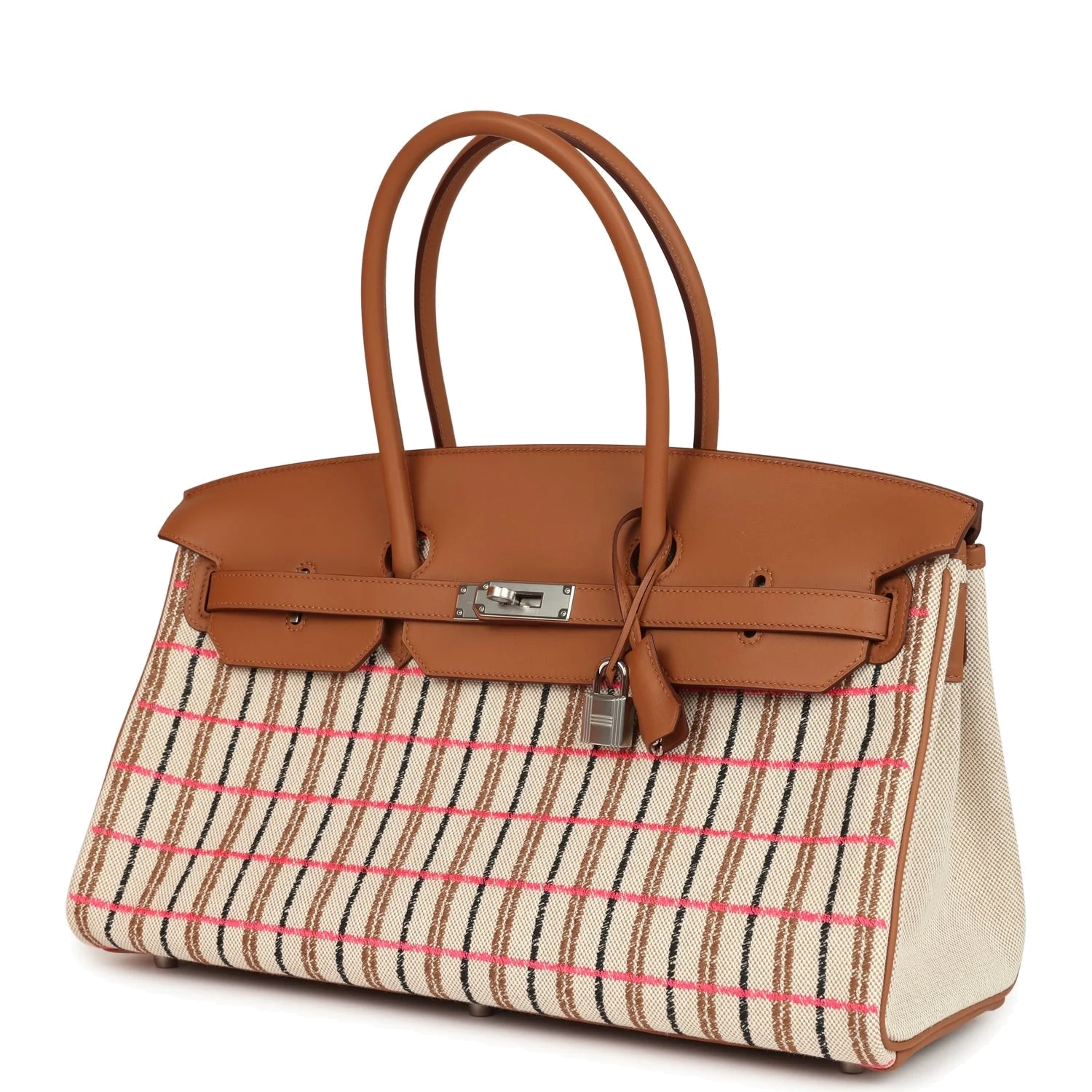 Hermes Shoulder Birkin Light 39 Multicolor Toile and Gold Swift Palladium Hardware — фото 6