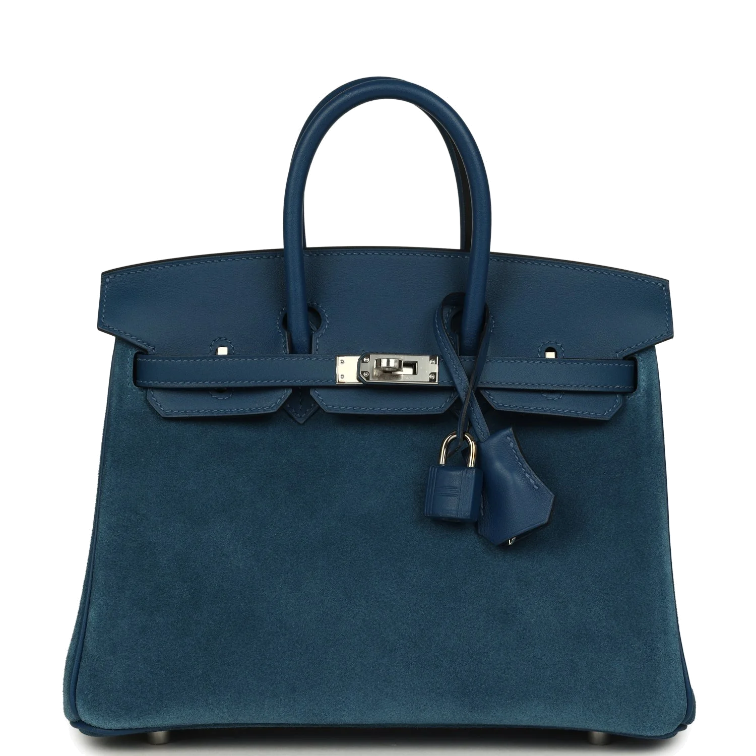 Hermes Birkin 25 Bleu Thalassa Grizzly and Deep Bleu Swift Palladium Hardware