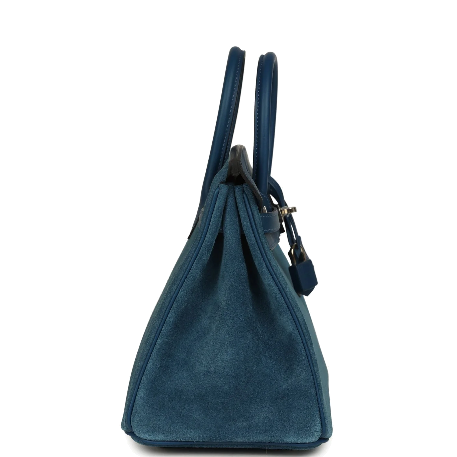 Hermes Birkin 25 Bleu Thalassa Grizzly and Deep Bleu Swift Palladium Hardware Синий Таласса — фото 4