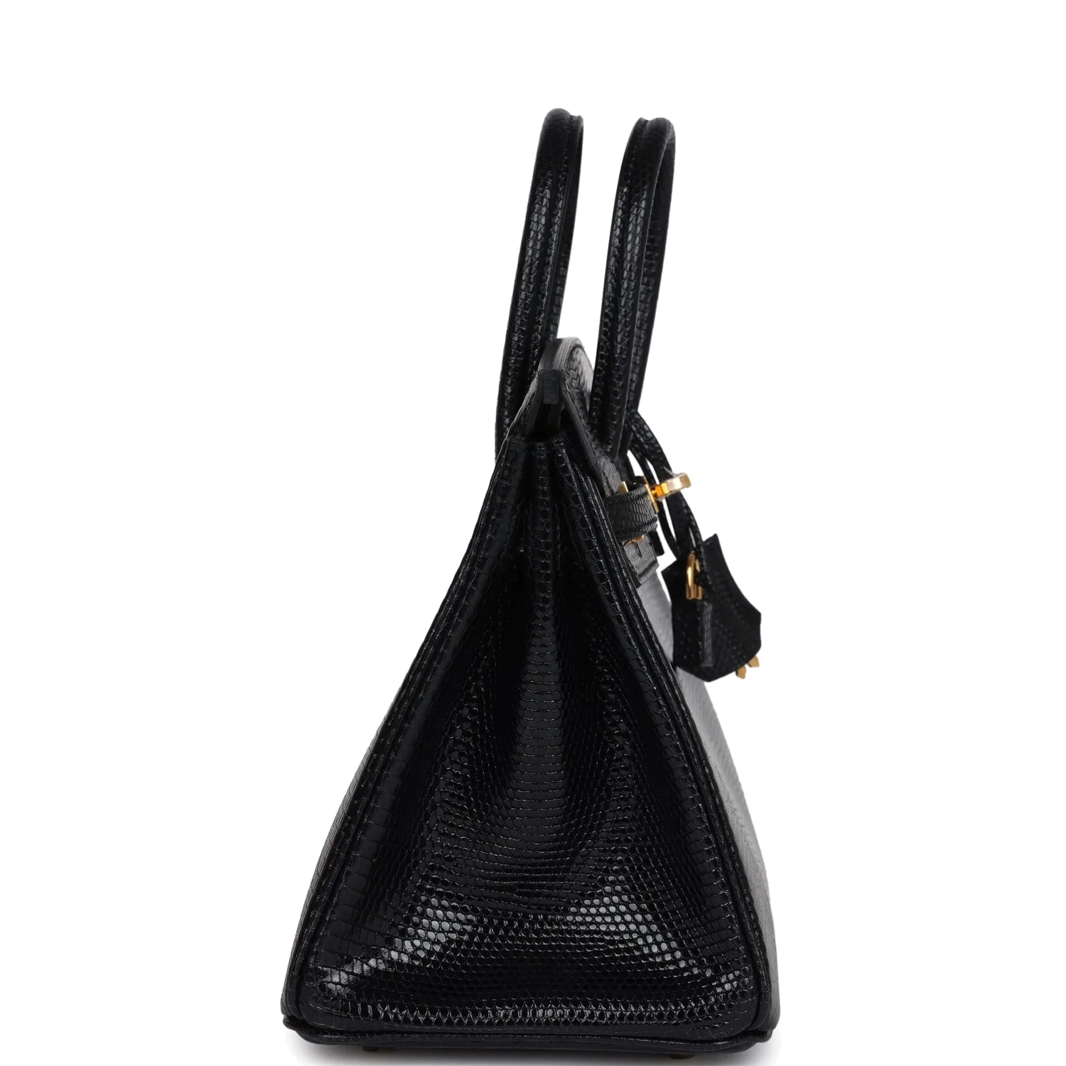 Hermes Birkin 25 Black Shiny Varanus Niloticus Lizard Gold Hardware Черный глянцевый — фото 4